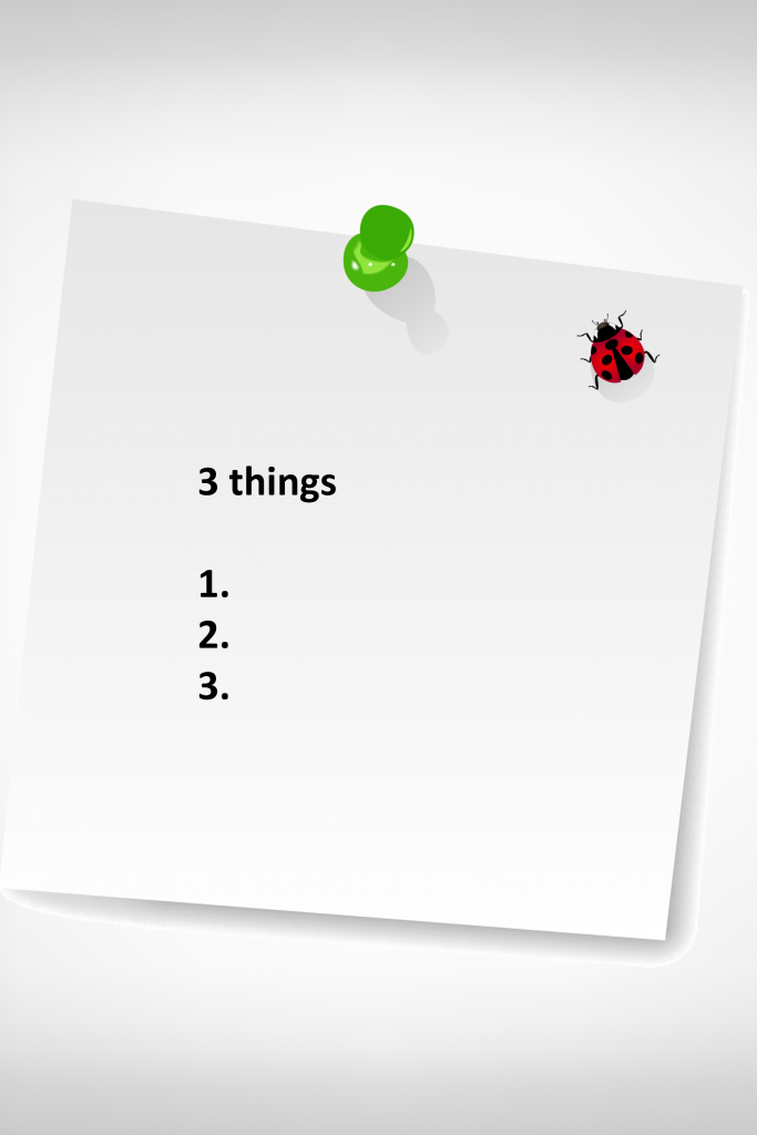 productivity tip 3 things note